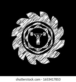 weightlifter girl icon drawn on blackboard