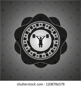 weightlifter girl icon inside black emblem