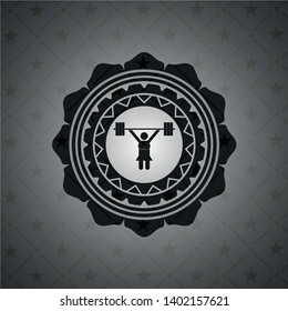 weightlifter girl icon inside black emblem