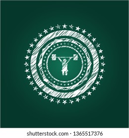 weightlifter girl icon inside chalk emblem
