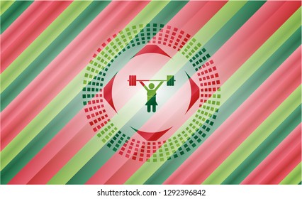 weightlifter girl icon inside christmas colors style emblem.