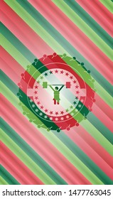 weightlifter girl icon inside christmas badge background.