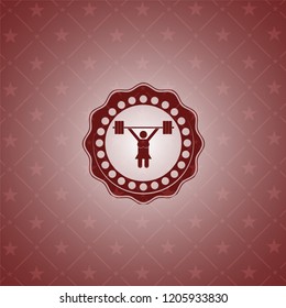 weightlifter girl icon inside red emblem
