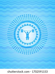 weightlifter girl icon inside water concept style emblem. 