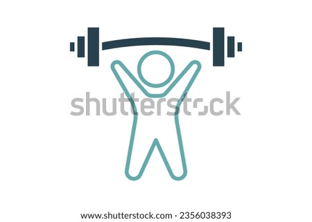 Weightlifter icon. Man lifting barbell. icon related to fitness, healthy living. Duo tone icon style design. Simple vector design editable