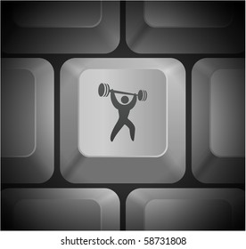 Weightlifter Icon on Computer Keyboard Original Illustration