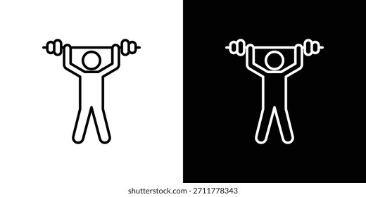 Esquema del icono del levantador de pesas. Vector aislado pictograma para el Web