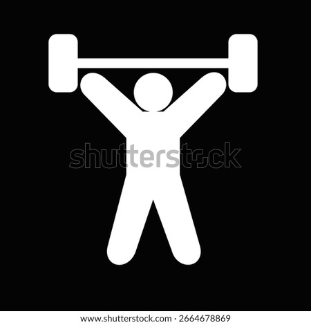 Weightlifter Icon: Simple White Silhouette of a Person Performin