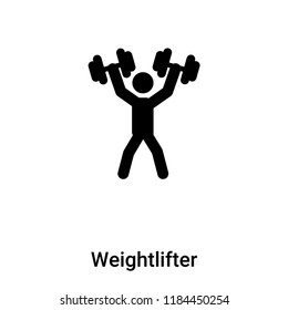 Weightlifter icon vector isolated on white background, logo concept of Weightlifter sign on transparent background, filled black symbol