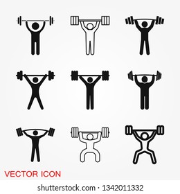 Weightlifter icon vector sign symbol for design