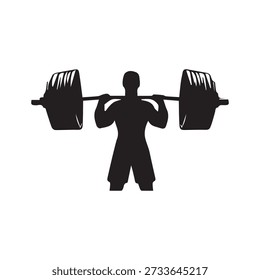 Weightlifter lifting barbell, strength training, gym workout, isolated on white background, sports concept