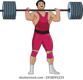 Weightlifter lifting heavy weight rode