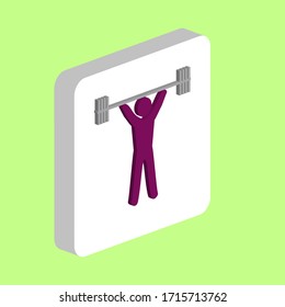 Weightlifter  Lifting Simple vector icon  Illustration symbol design template for web mobile UI element  Perfect color isometric pictogram 3d white square  Weightlifting icons for business project
