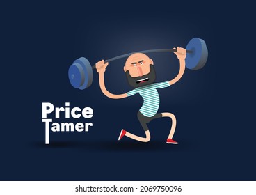 A weightlifter lifts a heavy barbell. Vector banner