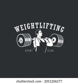 Logo de Weightlifter sobre fondo negro. El tema de fitness y de levantamiento de pesas.