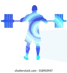 Weightlifter man silhouette illustration vector background colorful concept made of transparent curved shapes