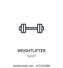 Weightlifter outline vector icon. Thin line black weightlifter icon, flat vector simple element illustration from editable sport concept isolated on white background