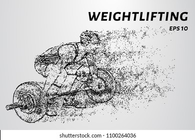 Weightlifter of particles. Weightlifter is preparing to raise the bar