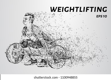 Weightlifter of particles. Weightlifter is preparing to raise the bar