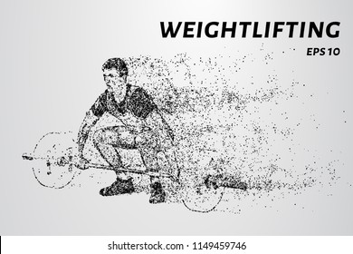 Weightlifter of particles. Weightlifter is preparing to raise the bar