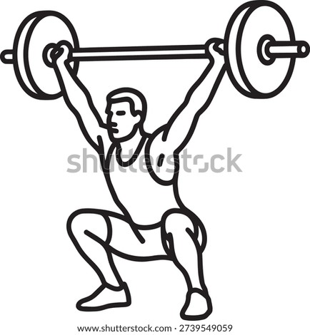 Weightlifter performing barbell squat exercise icon representing powerlifting and leg strength training