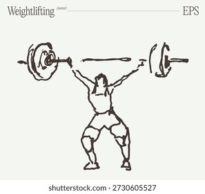Levantador de pesas preparándose para el bosquejo del ejercicio Deadlift