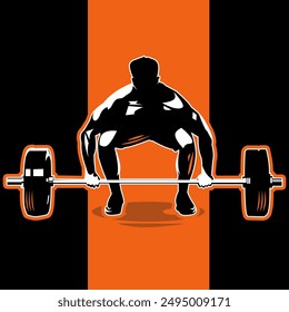 Weightlifter Preparing for Deadlift, Fitness, Strength Training, Exercise, Barbell, Athletic Training