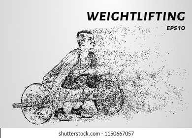Weightlifter preparing to raise the bar. The weightlifter consists of points and circles