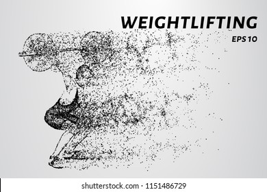 Weightlifter preparing to raise the bar. The weightlifter consists of points and circles