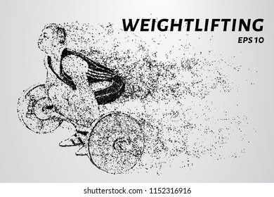 Weightlifter preparing to raise the bar. The weightlifter consists of points and circles