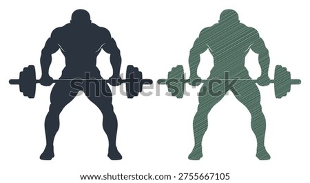 Weightlifter silhouette, strong man, lifting weights, bodybuilding, fitness, gym, powerlifting