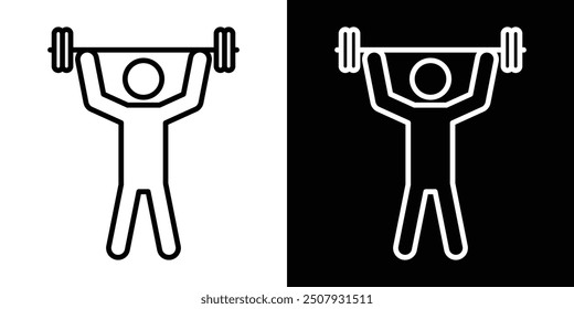 Weightlifter thin line vector icon set.