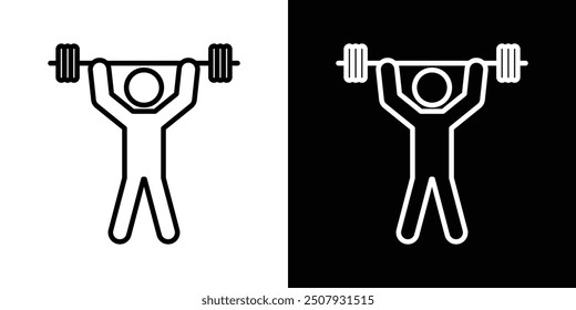 Weightlifter thin line vector icon set.