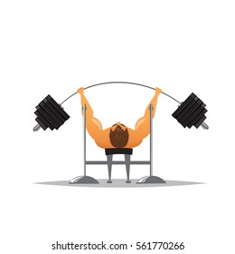 weightlifter training with barbell.Cartoon vector illustration