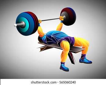 weightlifter vector, blue, stylized, geometric