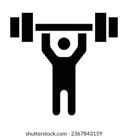 Weightlifter Vector Glyph Icon For Personal And Commercial Use.
