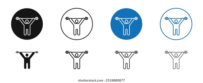 Ícone do vetor halterofilismo nas cores preto e azul