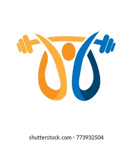 Weightlifter vector logo. Brand logo in the shape of a weightlifter. Icon weightlifting on a white background