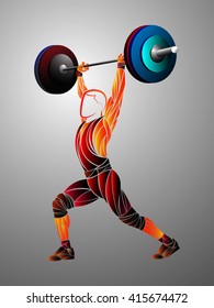 weightlifter vector, red, orange, yellow,