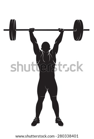 Weightlifter. Vector silhouette against white background