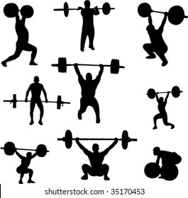 weightlifters silhouettes collection - vector
