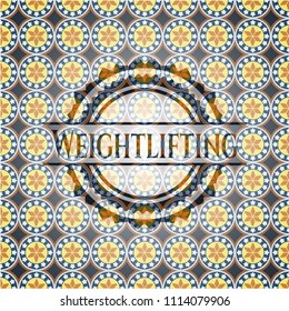  Weightlifting arabic emblem. Arabesque decoration.