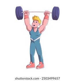 Weightlifting Athlete Cute Cartoon Vector