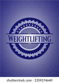 Weightlifting badge with denim texture