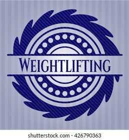 Weightlifting badge with denim texture