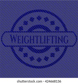 Weightlifting badge with jean texture