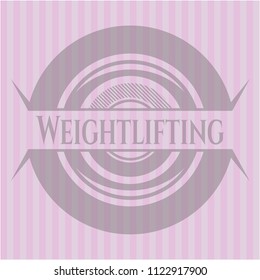 Weightlifting badge with pink background