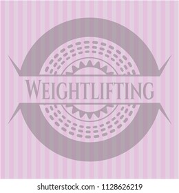 Weightlifting badge with pink background