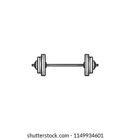 Weightlifting barbell hand drawn outline doodle icon. Weightlifting equipment, bodybuilding and gym concept. Vector sketch illustration for print, web, mobile and infographics on white background.