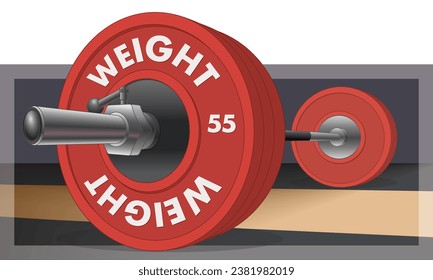 weightlifting barbell in perspective on abstract background